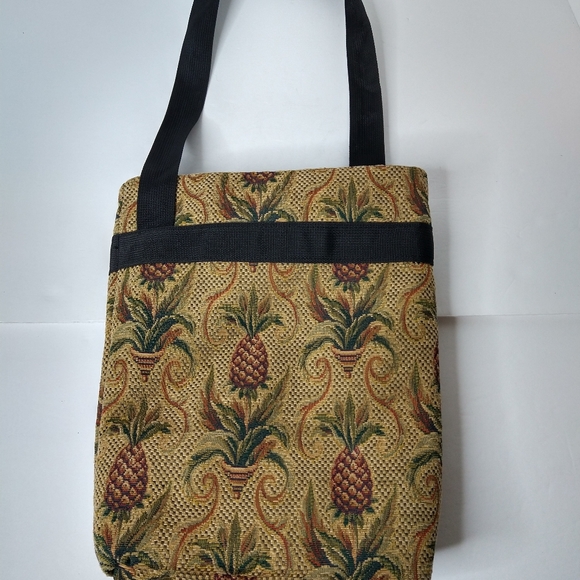 Vintage Cool Tote Insulated Bag Lunch Carry On Pineapples Shoulder - Picture 1 of 6
